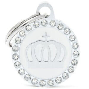 Hundetegn Glam Crown Small circle hvid