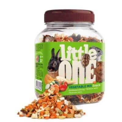 Little One grøntsagsmix består af fem typer tørrede grøntsager, kan være med til at variere gnaverens kost