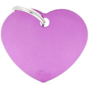 Hundetegn Basic Aluminium Big heart lilla