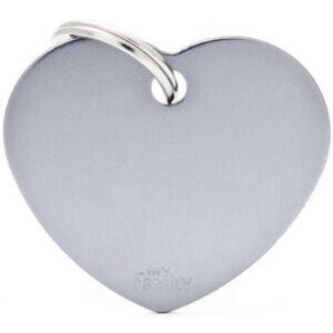 Hundetegn Basic Aluminium Big heart grå