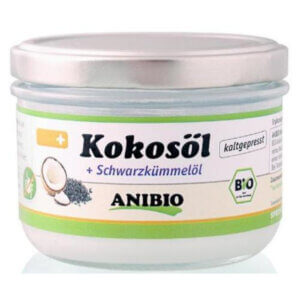 Anibio Kokosolie med sortkommenfrø 400ml