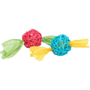 Rattan bolde med papir, ass. faver