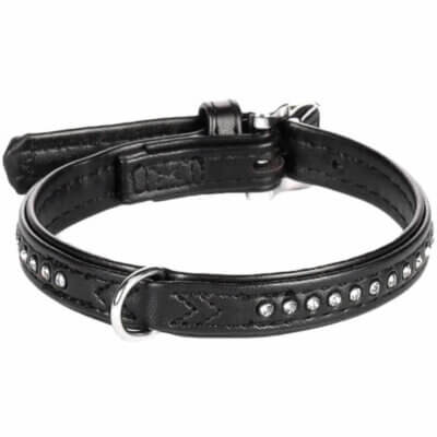 Flamingo hundehalsbånd sort med sten (1) Flamingo hundehalsbånd sort med sten (1)
